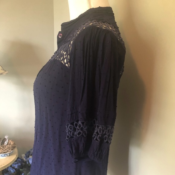 Anthropologie Navy blue blouse with cutout accents - Picture 10 of 15